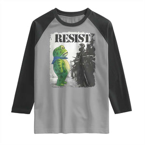 Frog Resist Raglan Shirt Portland Frog Activist Protest City Art TS11 Sport Gray Black Print Your Wear