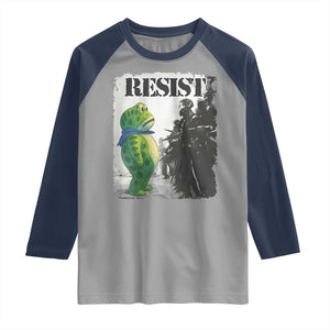 Frog Resist Raglan Shirt Portland Frog Activist Protest City Art TS11 Sport Gray Navy Print Your Wear