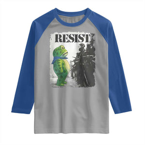 Frog Resist Raglan Shirt Portland Frog Activist Protest City Art TS11 Sport Gray Royal Print Your Wear
