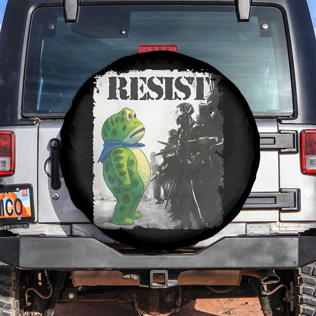 Frog Resist Spare Tire Cover Portland Frog Activist Protest City Art TS11 No hole Black Print Your Wear