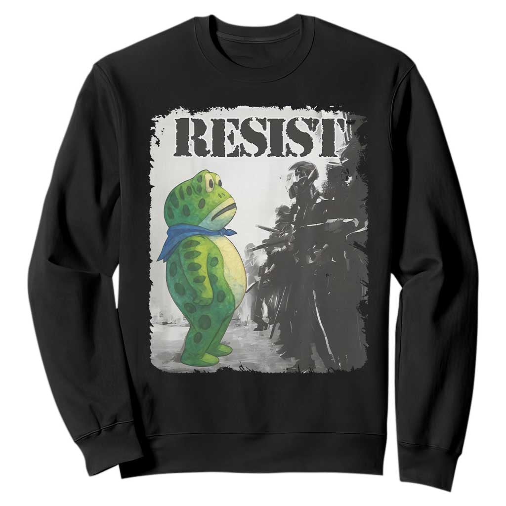 Frog Resist Sweatshirt Portland Frog Activist Protest City Art TS11 Black Print Your Wear