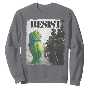 Frog Resist Sweatshirt Portland Frog Activist Protest City Art TS11 Charcoal Print Your Wear