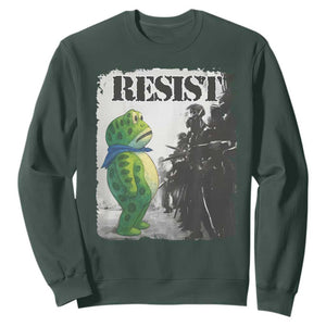 Frog Resist Sweatshirt Portland Frog Activist Protest City Art TS11 Dark Forest Green Print Your Wear