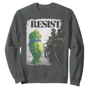 Frog Resist Sweatshirt Portland Frog Activist Protest City Art TS11 Dark Heather Print Your Wear