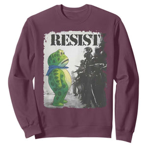 Frog Resist Sweatshirt Portland Frog Activist Protest City Art TS11 Maroon Print Your Wear