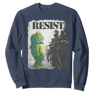 Frog Resist Sweatshirt Portland Frog Activist Protest City Art TS11 Navy Print Your Wear
