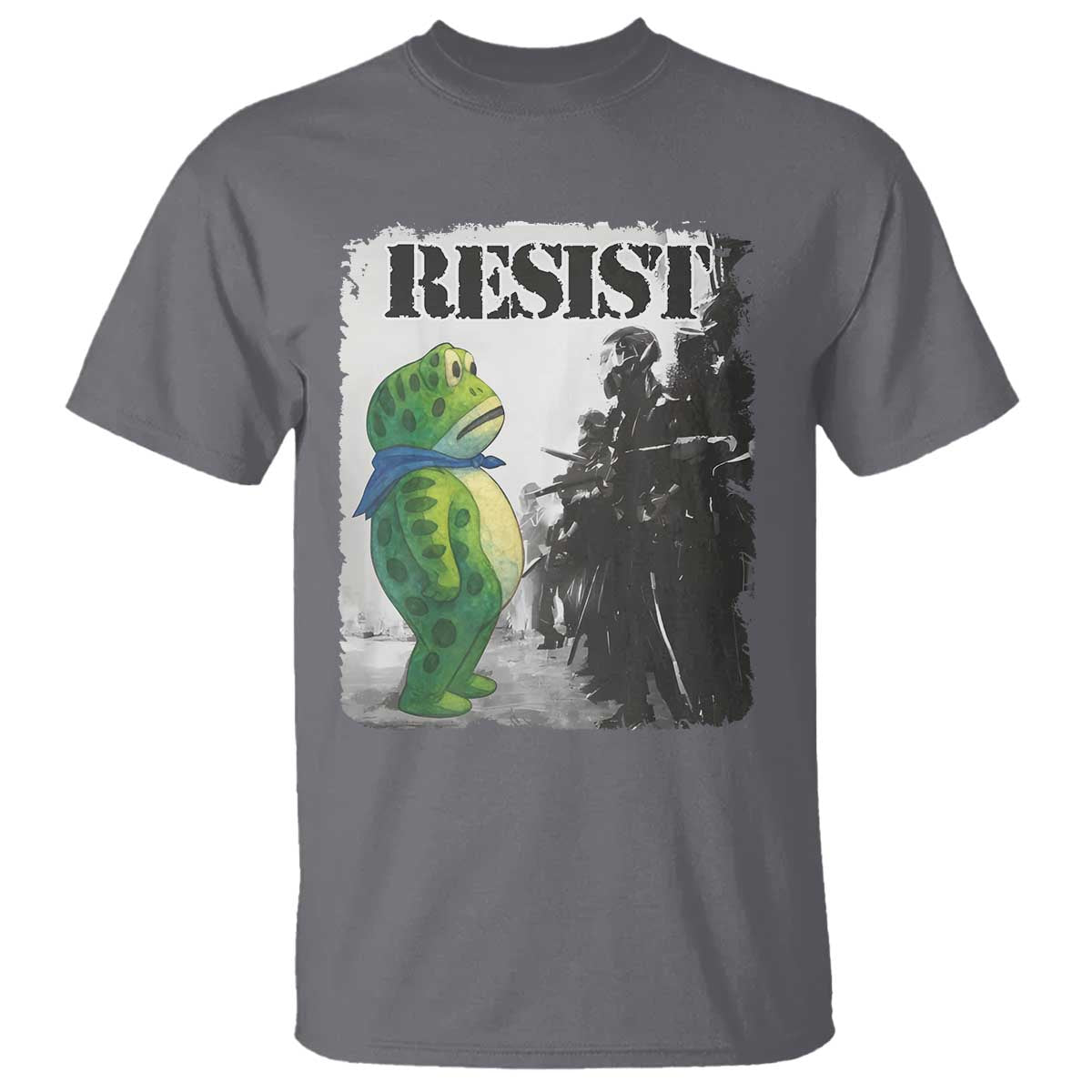 Frog Resist T Shirt Portland Frog Activist Protest City Art TS11 Charcoal Print Your Wear