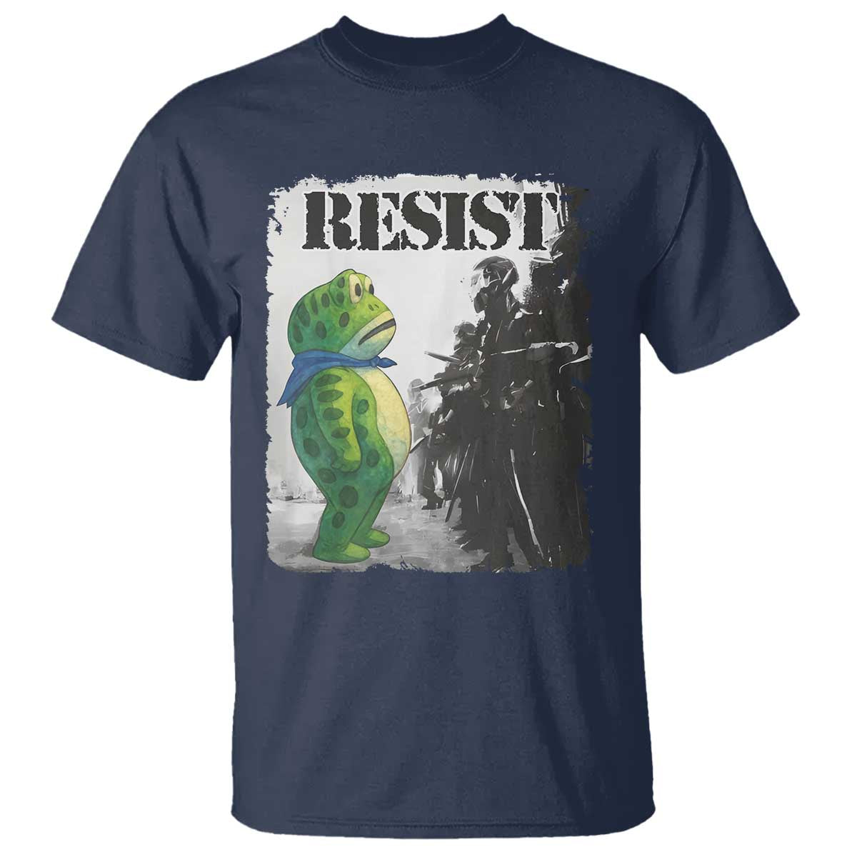 Frog Resist T Shirt Portland Frog Activist Protest City Art TS11 Navy Print Your Wear