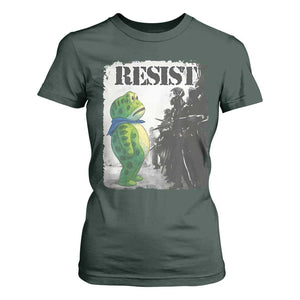 Frog Resist T Shirt For Women Portland Frog Activist Protest City Art TS11 Dark Forest Green Print Your Wear