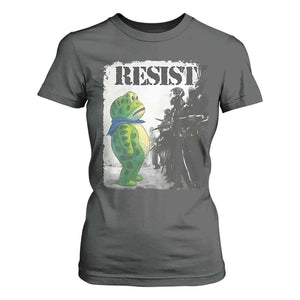 Frog Resist T Shirt For Women Portland Frog Activist Protest City Art TS11 Dark Heather Print Your Wear