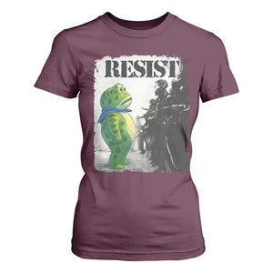 Frog Resist T Shirt For Women Portland Frog Activist Protest City Art TS11 Maroon Print Your Wear