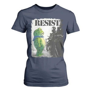 Frog Resist T Shirt For Women Portland Frog Activist Protest City Art TS11 Navy Print Your Wear