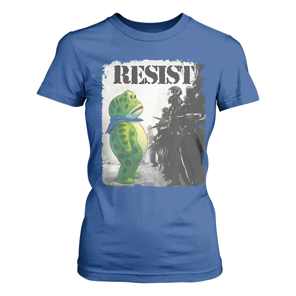 Frog Resist T Shirt For Women Portland Frog Activist Protest City Art TS11 Royal Blue Print Your Wear