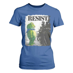 Frog Resist T Shirt For Women Portland Frog Activist Protest City Art TS11 Royal Blue Print Your Wear