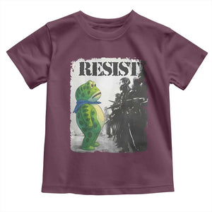 Frog Resist Toddler T Shirt Portland Frog Activist Protest City Art TS11 Maroon Print Your Wear