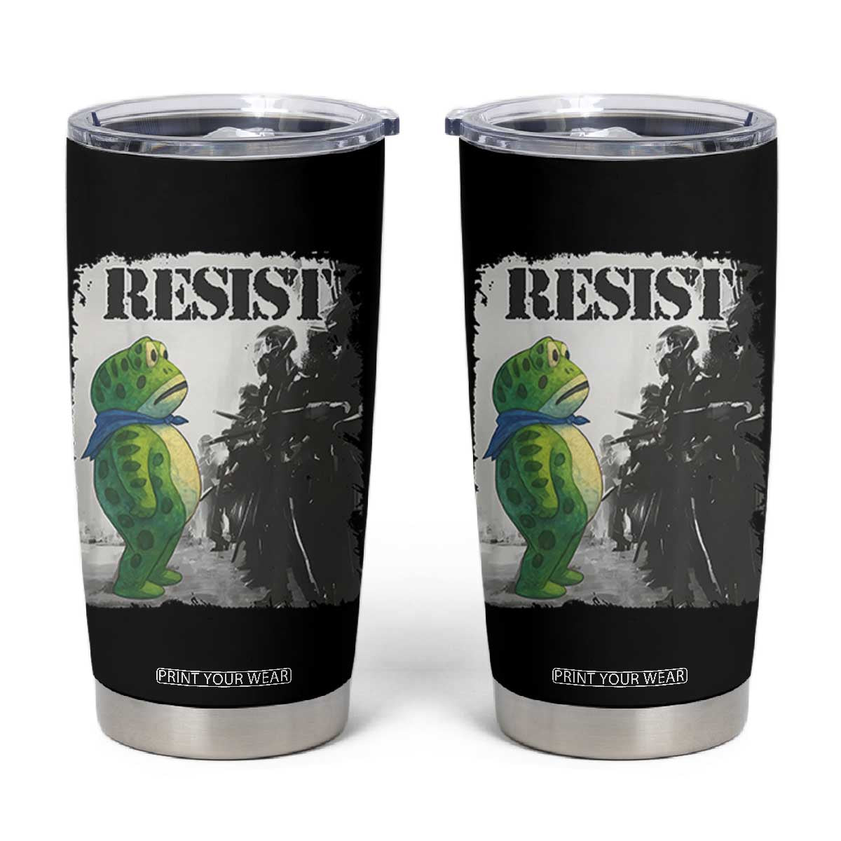 Frog Resist Tumbler Cup Portland Frog Activist Protest City Art TS11 Black Print Your Wear
