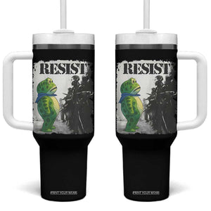 Frog Resist Tumbler With Handle Portland Frog Activist Protest City Art TS11 One Size: 40 oz Black Print Your Wear