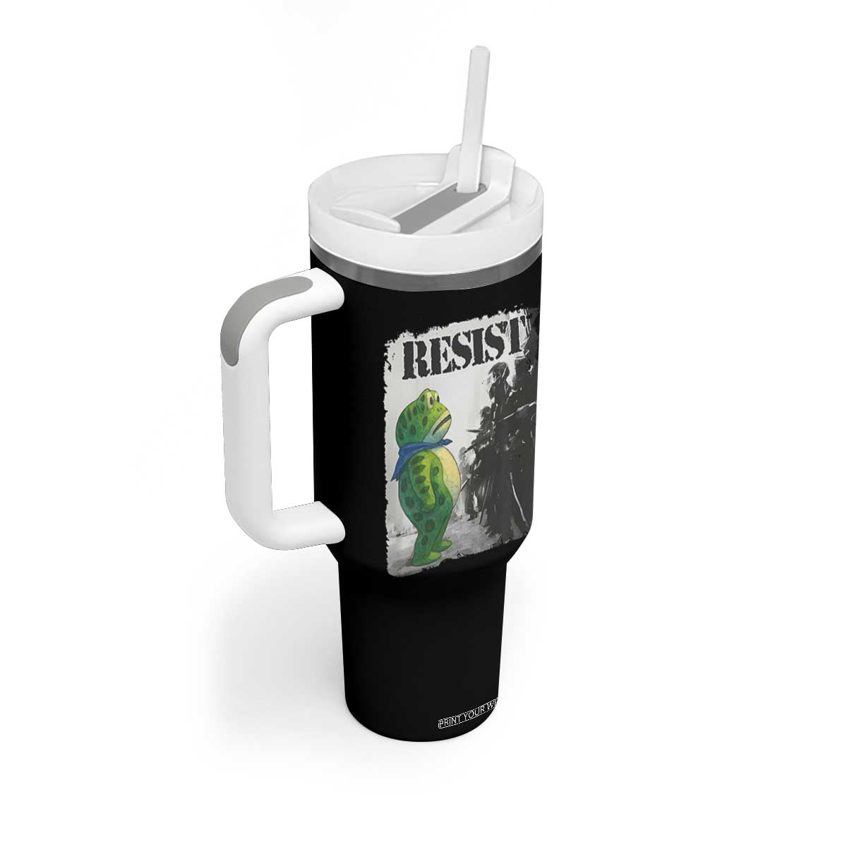 Frog Resist Tumbler With Handle Portland Frog Activist Protest City Art TS11 Print Your Wear
