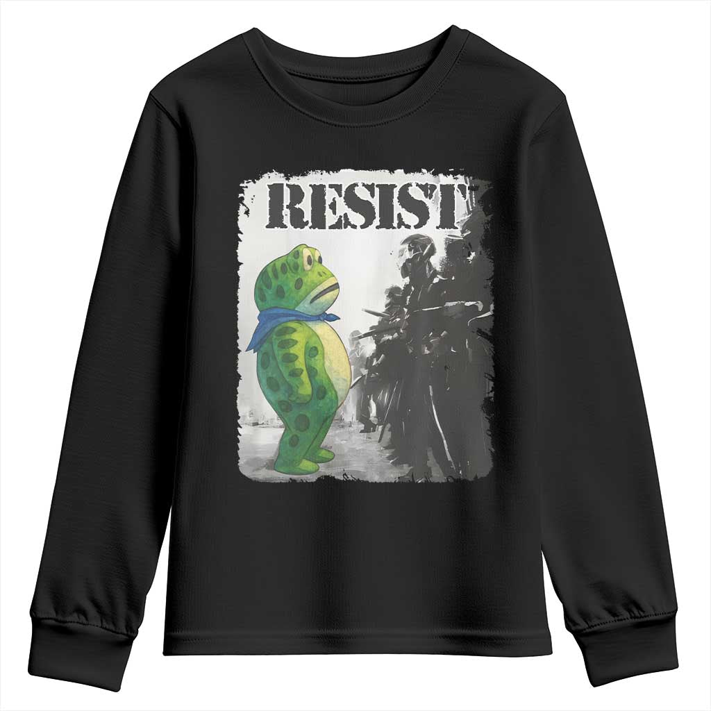 Frog Resist Youth Sweatshirt Portland Frog Activist Protest City Art TS11 Black Print Your Wear