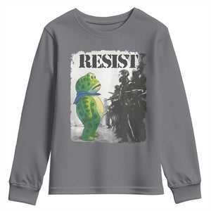Frog Resist Youth Sweatshirt Portland Frog Activist Protest City Art TS11 Charcoal Print Your Wear