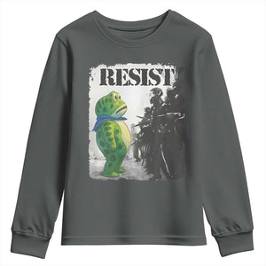 Frog Resist Youth Sweatshirt Portland Frog Activist Protest City Art TS11 Dark Heather Print Your Wear