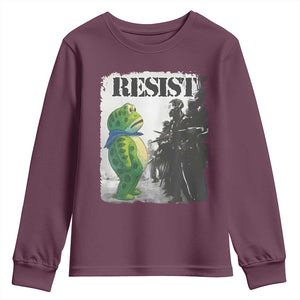 Frog Resist Youth Sweatshirt Portland Frog Activist Protest City Art TS11 Maroon Print Your Wear