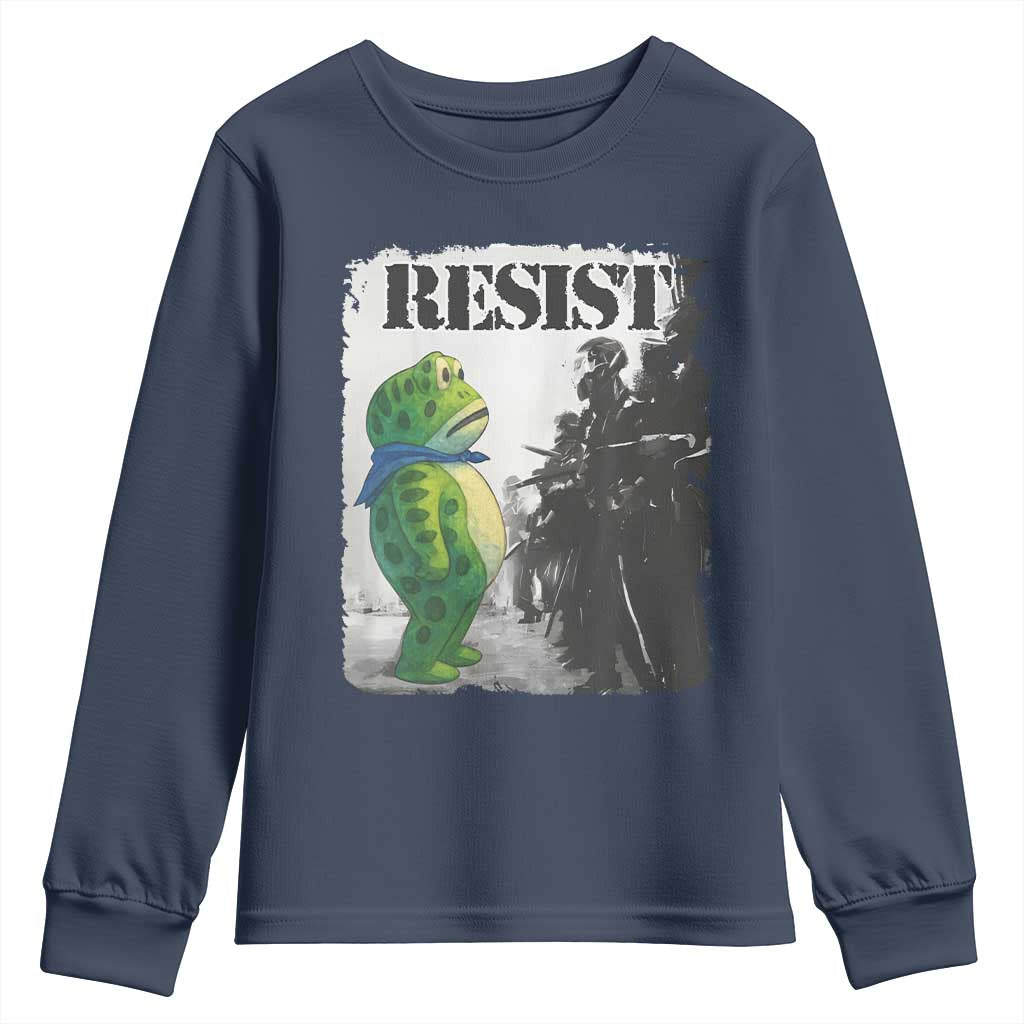 Frog Resist Youth Sweatshirt Portland Frog Activist Protest City Art TS11 Navy Print Your Wear