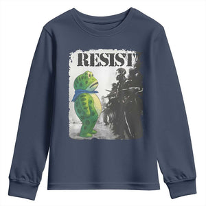 Frog Resist Youth Sweatshirt Portland Frog Activist Protest City Art TS11 Navy Print Your Wear
