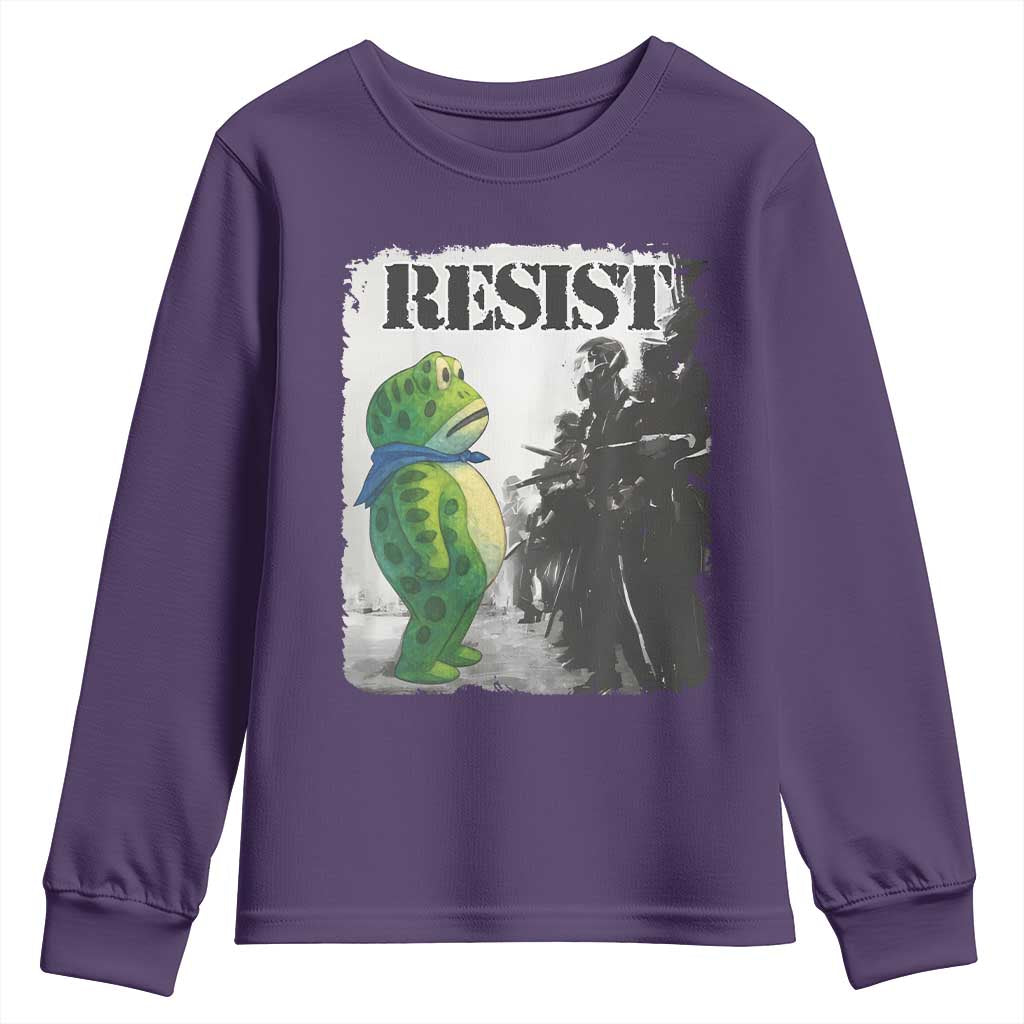 Frog Resist Youth Sweatshirt Portland Frog Activist Protest City Art TS11 Purple Print Your Wear
