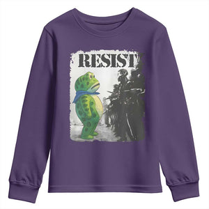 Frog Resist Youth Sweatshirt Portland Frog Activist Protest City Art TS11 Purple Print Your Wear