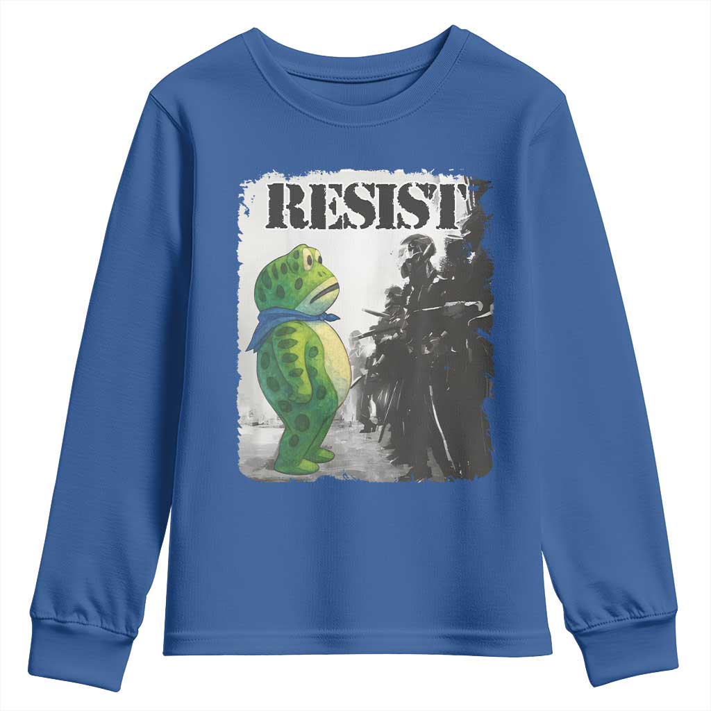 Frog Resist Youth Sweatshirt Portland Frog Activist Protest City Art TS11 Royal Blue Print Your Wear