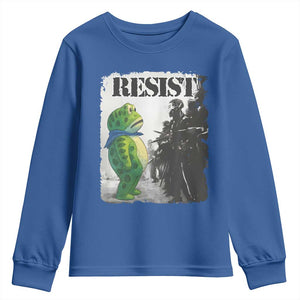 Frog Resist Youth Sweatshirt Portland Frog Activist Protest City Art TS11 Royal Blue Print Your Wear