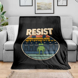Frog Resist Throw Blanket Portland Frog Activist Protest Retro Sunset TS11 Print Your Wear