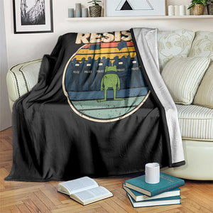 Frog Resist Throw Blanket Portland Frog Activist Protest Retro Sunset TS11 Print Your Wear