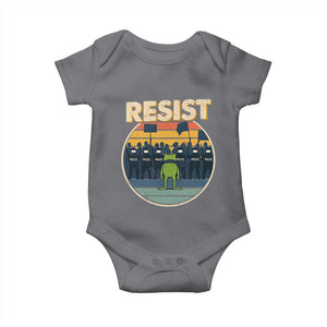 Frog Resist Baby Onesie Portland Frog Activist Protest Retro Sunset TS11 Charcoal Print Your Wear
