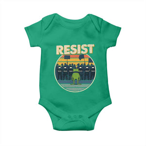 Frog Resist Baby Onesie Portland Frog Activist Protest Retro Sunset TS11 Irish Green Print Your Wear