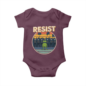Frog Resist Baby Onesie Portland Frog Activist Protest Retro Sunset TS11 Maroon Print Your Wear