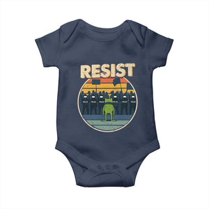 Frog Resist Baby Onesie Portland Frog Activist Protest Retro Sunset TS11 Navy Print Your Wear