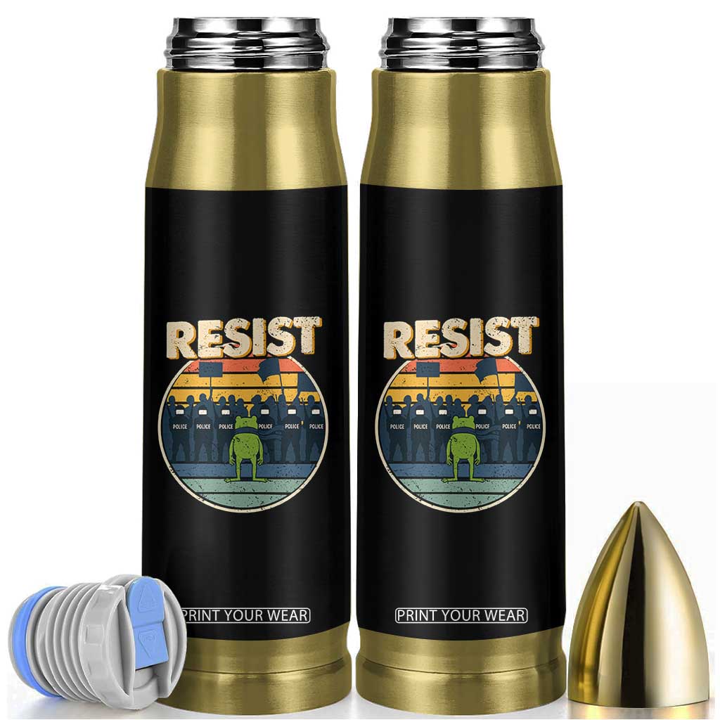 Frog Resist Bullet Tumbler Portland Frog Activist Protest Retro Sunset TS11 Black Print Your Wear