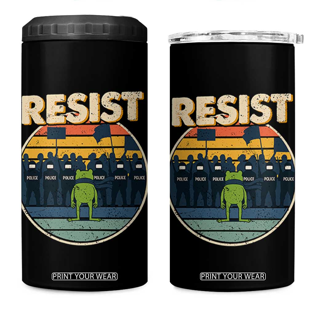 Frog Resist 4 in 1 Can Cooler Tumbler Portland Frog Activist Protest Retro Sunset TS11 One Size: 16 oz Black Print Your Wear