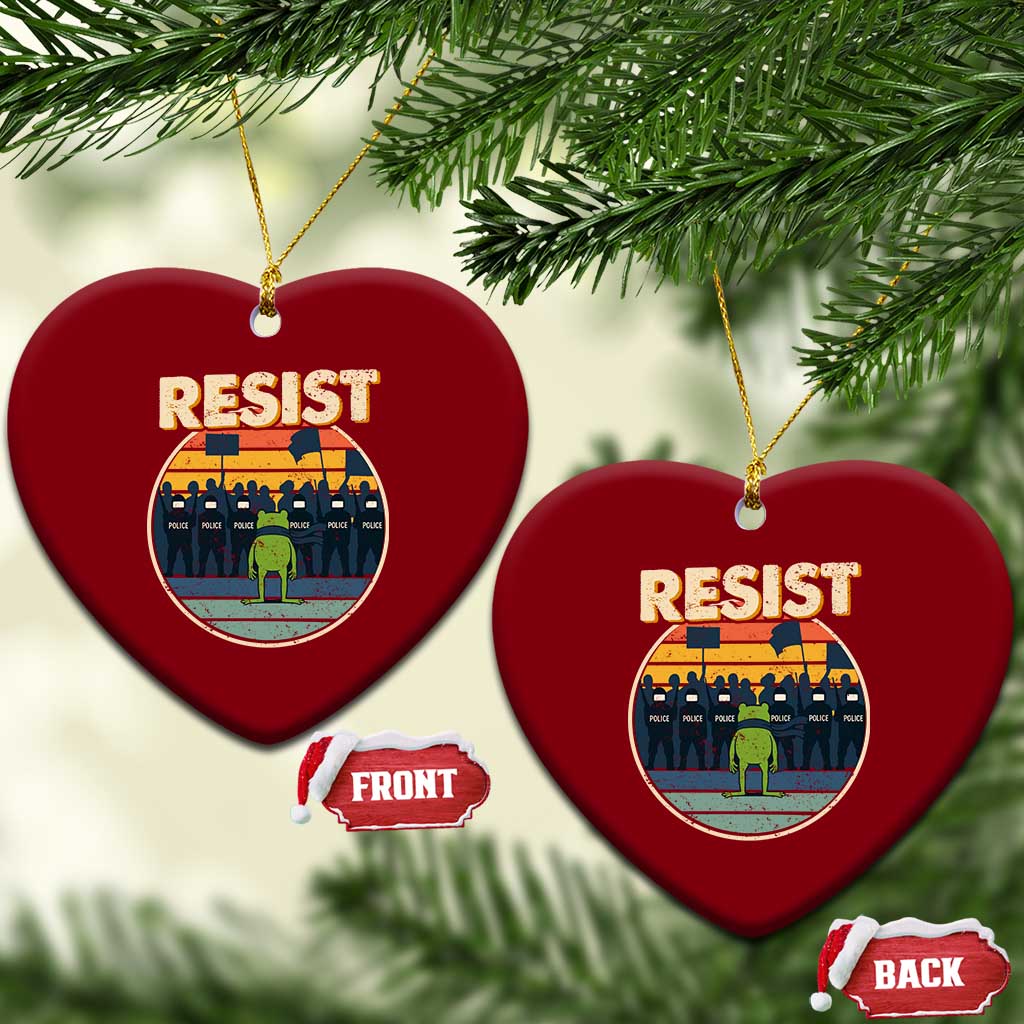 Frog Resist Ceramic Ornament Portland Frog Activist Protest Retro Sunset TS11 Print Your Wear