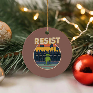 Frog Resist Ceramic Ornament Portland Frog Activist Protest Retro Sunset TS11 1pc Mocha Print Your Wear