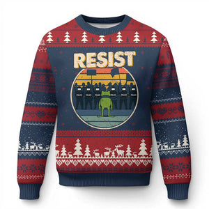 Frog Resist Ugly Christmas Sweater Portland Frog Activist Protest Retro Sunset TS11 Navy Red Print Your Wear