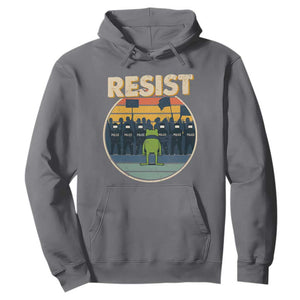 Frog Resist Hoodie Portland Frog Activist Protest Retro Sunset TS11 Charcoal Print Your Wear