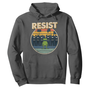 Frog Resist Hoodie Portland Frog Activist Protest Retro Sunset TS11 Dark Heather Print Your Wear