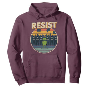 Frog Resist Hoodie Portland Frog Activist Protest Retro Sunset TS11 Maroon Print Your Wear