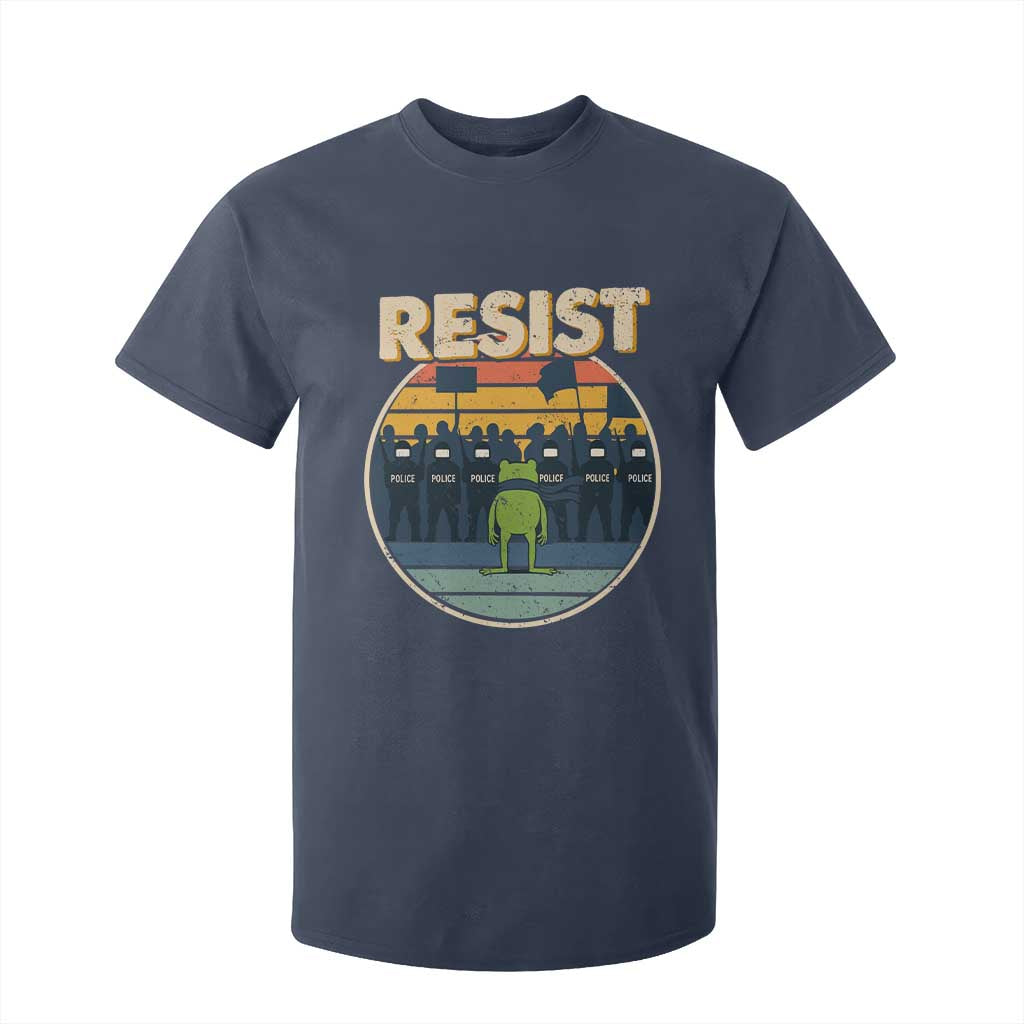 Frog Resist T Shirt For Kid Portland Frog Activist Protest Retro Sunset TS11 Navy Print Your Wear