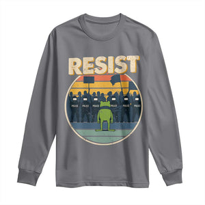 Frog Resist Long Sleeve Shirt Portland Frog Activist Protest Retro Sunset TS11 Charcoal Print Your Wear