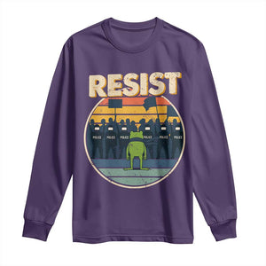 Frog Resist Long Sleeve Shirt Portland Frog Activist Protest Retro Sunset TS11 Purple Print Your Wear