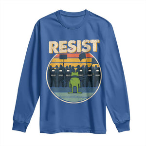 Frog Resist Long Sleeve Shirt Portland Frog Activist Protest Retro Sunset TS11 Royal Blue Print Your Wear